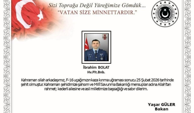 Balıkesir’de F-16 uçağı düştü… Milli Savunma Bakanı Güler’den taziye mesajı